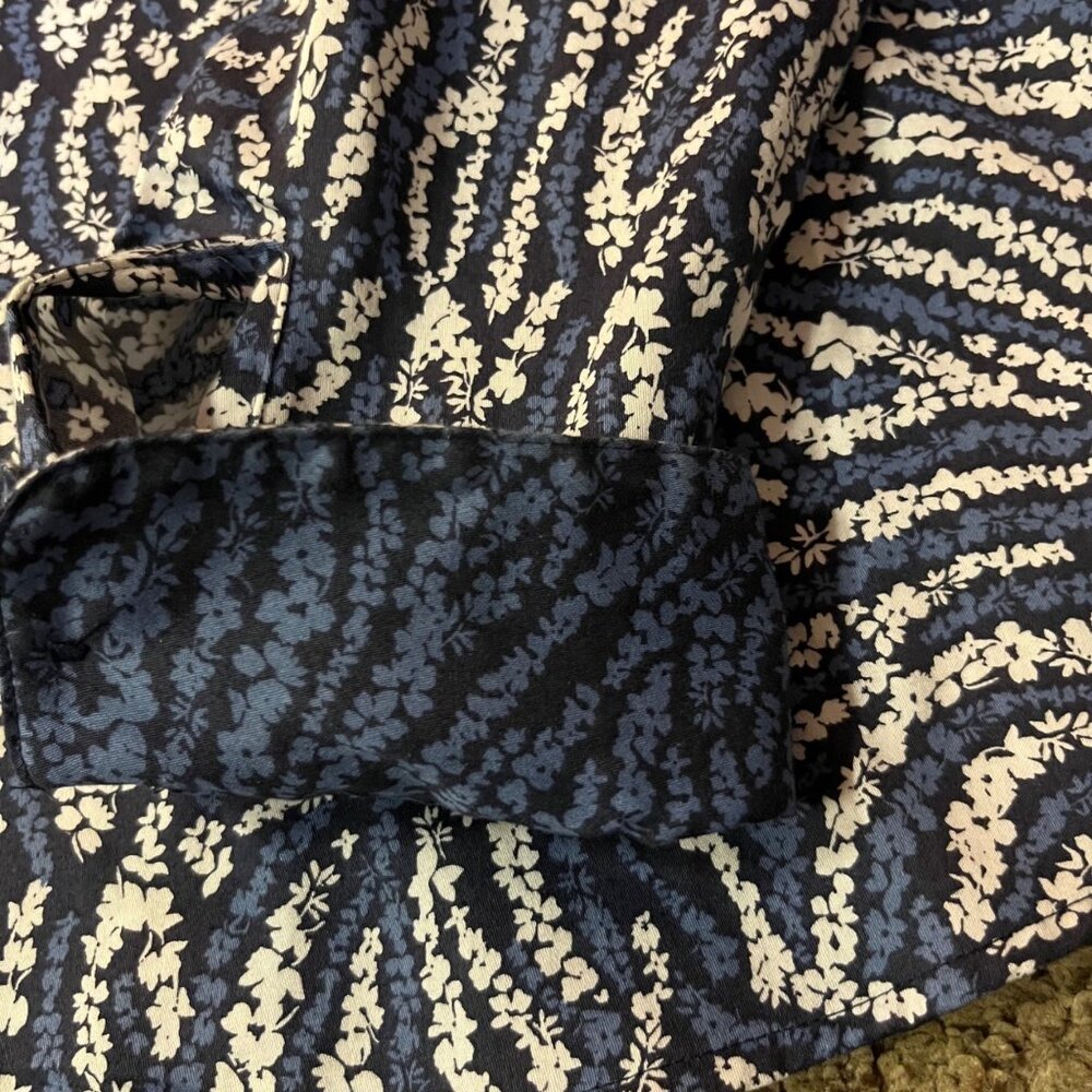 Foxcroft No-Iron Shirt Women's 14 Blue Black White Print Long Sleeve Used - Picture 5 of 12